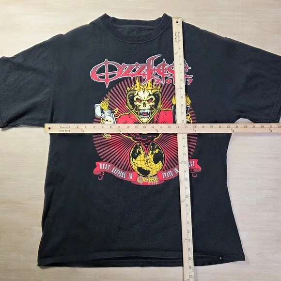 Ozzy Osbourne Ozzyfest 2007 Band Shirt Mens XL‎ Black Tour Concert Distressed
